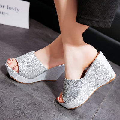Sandalias Cuña Verano con Lentejuelas Brillantes - Image 2
