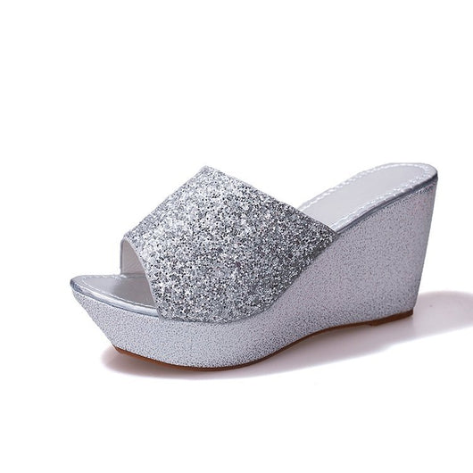 Sandalias Cuña Verano con Lentejuelas Brillantes - Image 4