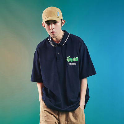 Polo Retro Americano Estampado Globos - Camiseta Suelta de Verano para Hombre - Image 8