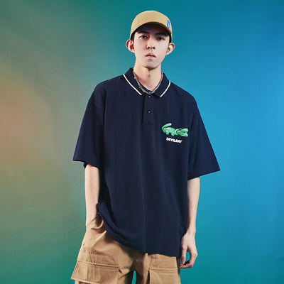 Polo Retro Americano Estampado Globos - Camiseta Suelta de Verano para Hombre - Image 10