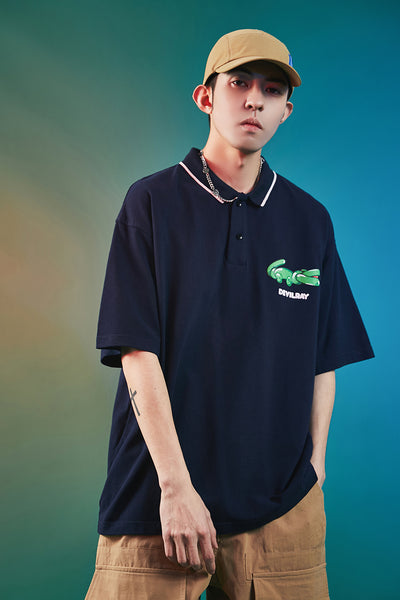Polo Retro Americano Estampado Globos - Camiseta Suelta de Verano para Hombre - Image 2