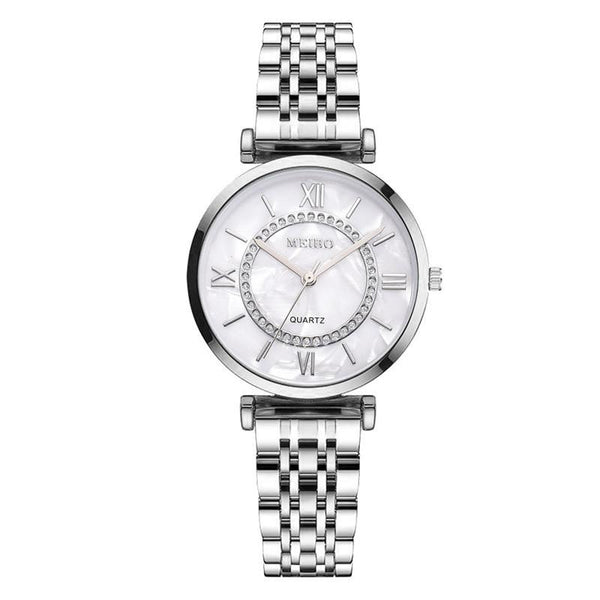 Reloj de Acero Inoxidable para Mujer con Diseño Floral Minimalista