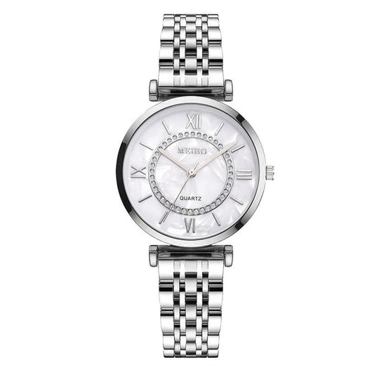 Reloj de Acero Inoxidable para Mujer con Diseño Floral Minimalista