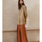 Pantalón Ancho Cintura Alta Estilo Retro con Caída Elegante