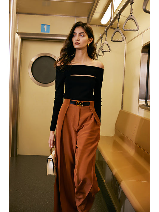 Pantalón Ancho Cintura Alta Estilo Retro con Caída Elegante - Image 2
