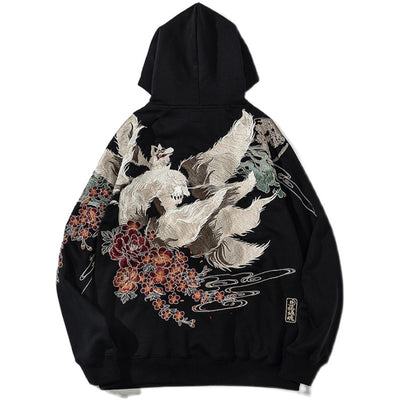 Sudadera Japonesa Yokosuka con Zorro de Nueve Colas Bordado y Capucha de Terciopelo - Image 7