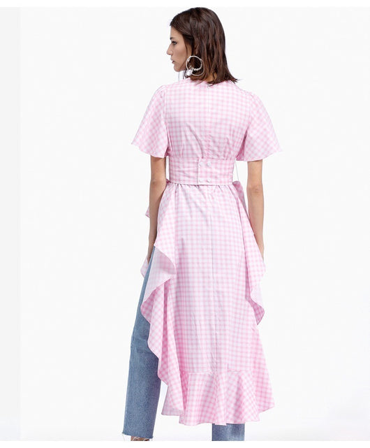 Vestido Largo Verano Mujer con Volantes y Cuadros - Image 6
