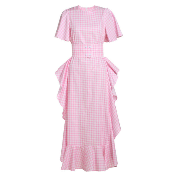 Vestido Largo Verano Mujer con Volantes y Cuadros