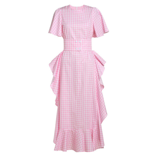 Vestido Largo Verano Mujer con Volantes y Cuadros - Image 2