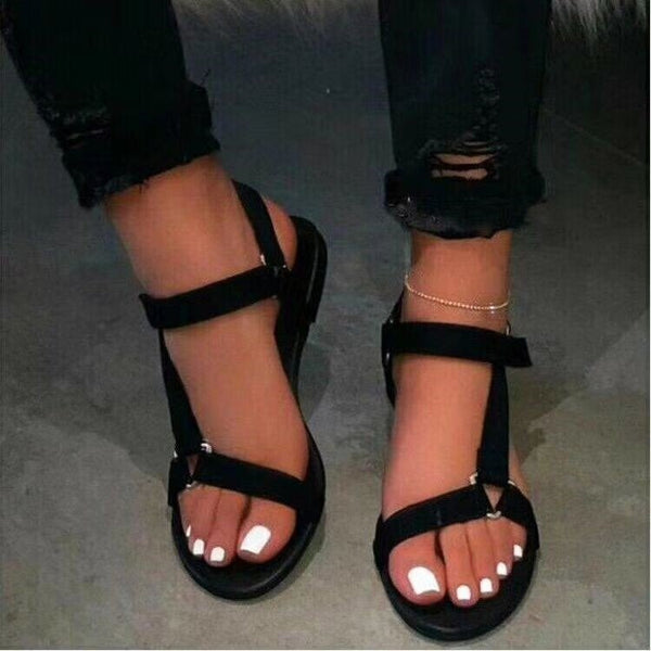 Sandalias Planas con Estampado de Leopardo y Cierre de Velcro para Mujer