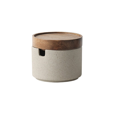Juego de Tres Piezas de Cerámica para Condimentos con Bandeja de Madera de Acacia - Image 3