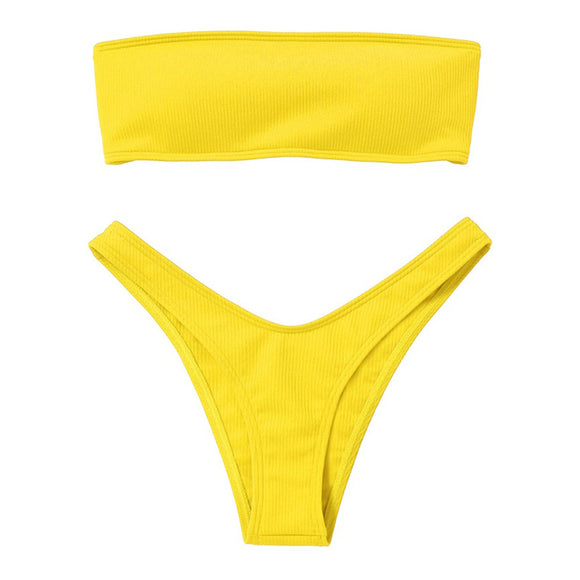 Bikini Tubo de Dos Piezas Sexy con Espalda Descubierta - Diseño Europeo