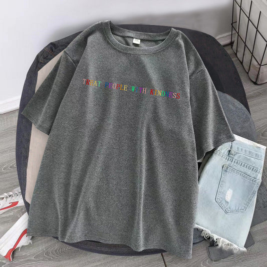 Playera Básica para Mujer Letter Tide - Cuello Redondo Manga Corta
