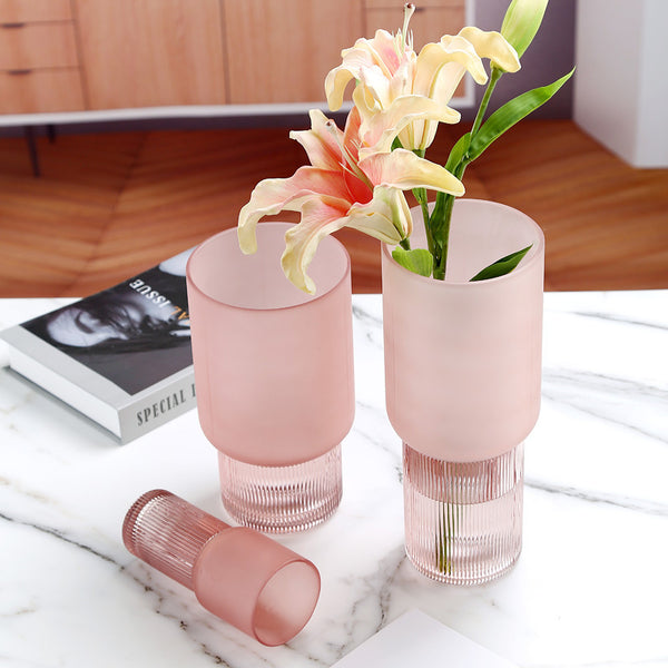 Jarrón de Cristal Esmerilado Nórdico Minimalista para Flores Secas