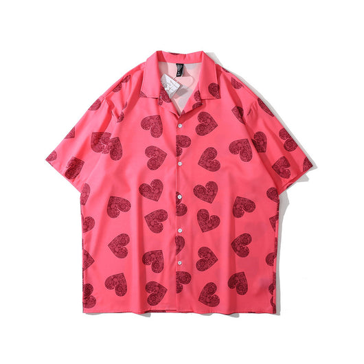 Camisa Hawaiana Hip Hop Flame Graffiti de Manga Corta - Image 3