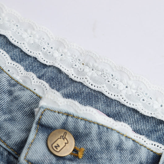 Pantalón Denim Cintura Alta con Moño Estilo Coreano - Image 3