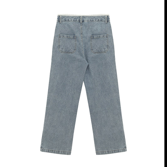 Pantalón Denim Cintura Alta con Moño Estilo Coreano
