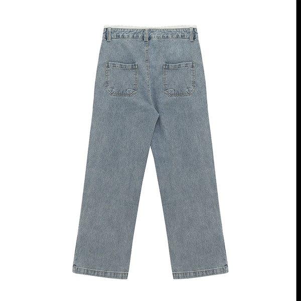 Pantalón Denim Cintura Alta con Moño Estilo Coreano