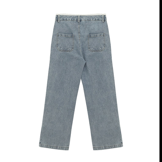Pantalón Denim Cintura Alta con Moño Estilo Coreano