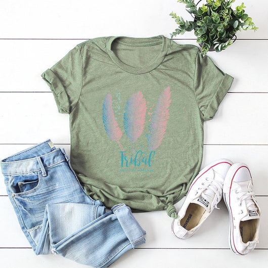 Playera Básica de Algodón con Pluma para Mujer - Image 3