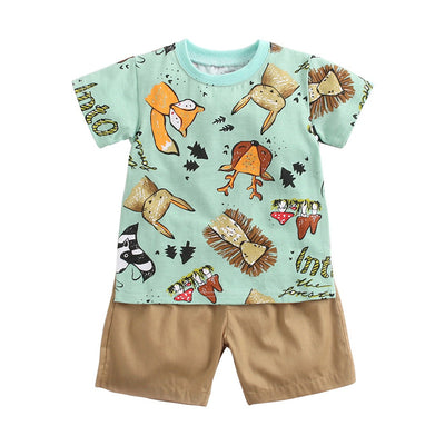 Conjunto Infantil Coreano: Playera y Shorts con Estampado Divertido