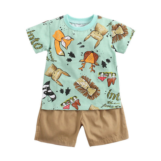 Conjunto Infantil Coreano: Playera y Shorts con Estampado Divertido
