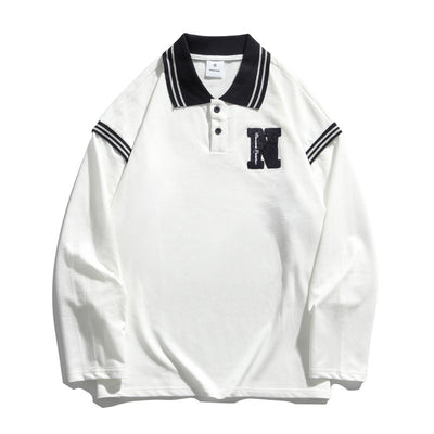 Polo Unisex de Manga Larga Estilo Universitario - Diseño Rejuvenecedor para Parejas - Image 8