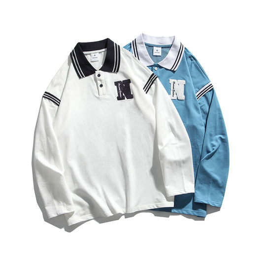 Polo Unisex de Manga Larga Estilo Universitario - Diseño Rejuvenecedor para Parejas - Image 11