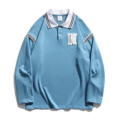 Polo Unisex de Manga Larga Estilo Universitario - Diseño Rejuvenecedor para Parejas - Image 6