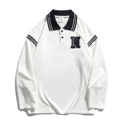 Polo Unisex de Manga Larga Estilo Universitario - Diseño Rejuvenecedor para Parejas - Image 3