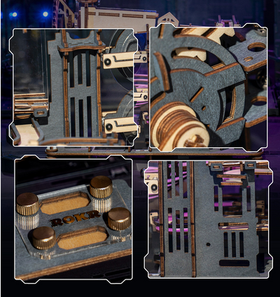 Puzzle 3D de Madera Noche en la Ciudad con Rueda de Agua - Juego Educativo - Image 6
