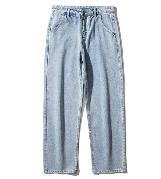 Jeans Rectos Vintage Desgastados en Colores Sólidos