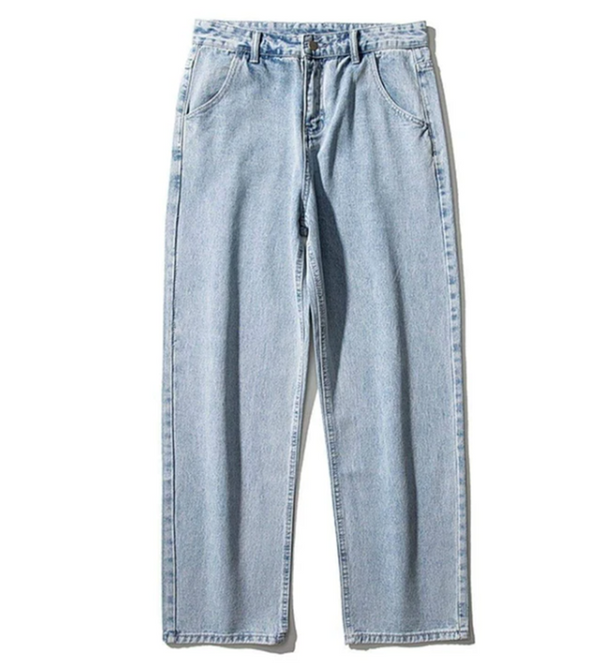 Jeans Rectos Vintage Desgastados en Colores Sólidos