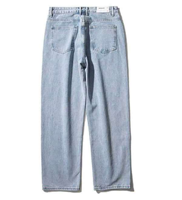 Jeans Rectos Vintage Desgastados en Colores Sólidos