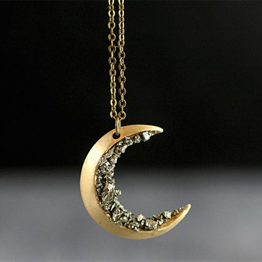Collar Largo Dorado Cristal Roto Luna Creciente - Elegancia Retro para Mujer - Image 10