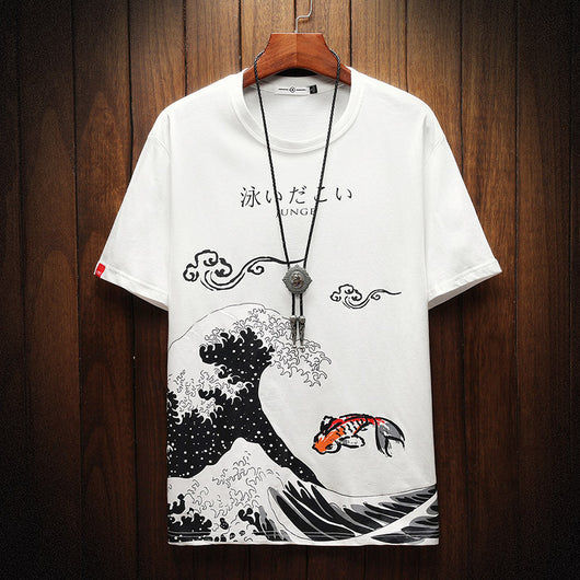 Playera Holgada Estampada Cuello Redondo Manga Corta para Hombre - Image 8