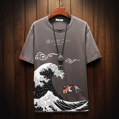 Playera Holgada Estampada Cuello Redondo Manga Corta para Hombre