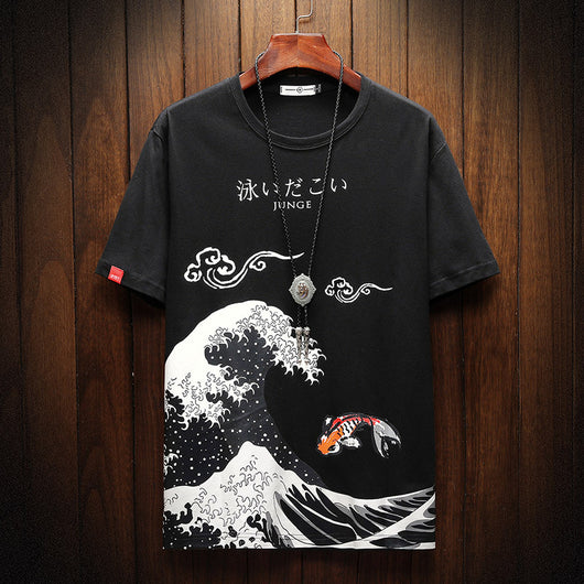 Playera Holgada Estampada Cuello Redondo Manga Corta para Hombre - Image 3