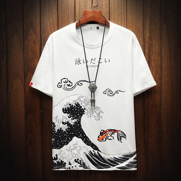 Playera Holgada Estampada Cuello Redondo Manga Corta para Hombre