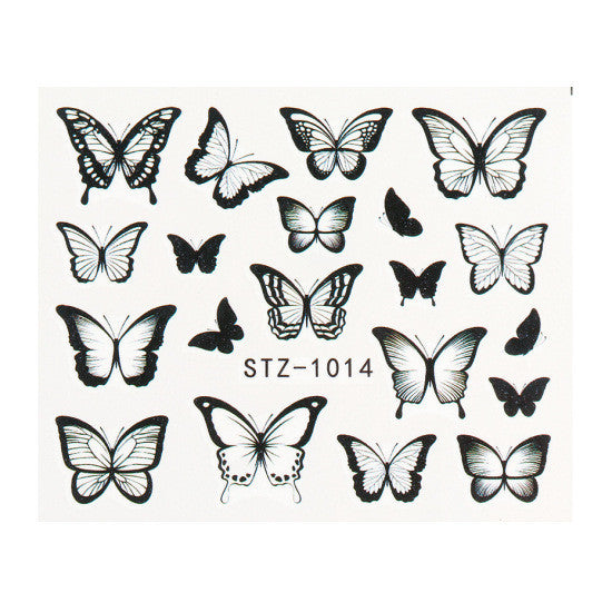 Stickers de Uñas Mariposa Acuarela Retro con Efecto Watermark