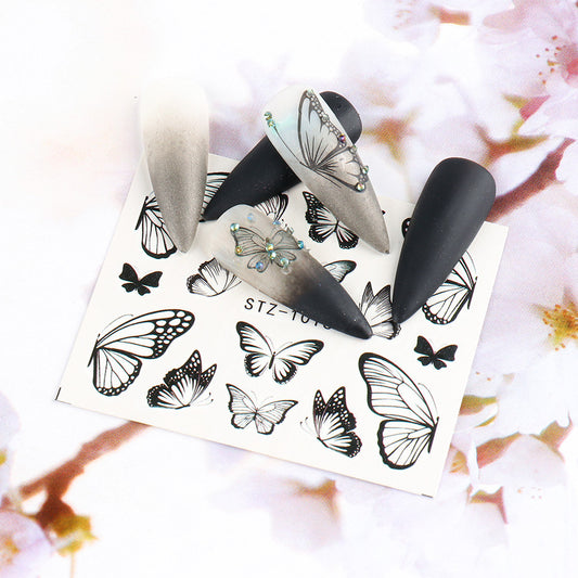 Stickers de Uñas Mariposa Acuarela Retro con Efecto Watermark