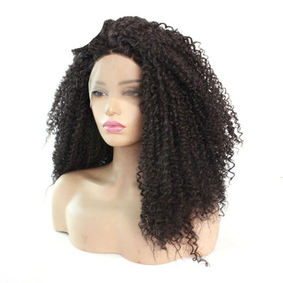 Peluca Rizada Marrón Oscuro Estilo Africano con Encaje Frontal Tejida a Mano - Image 6