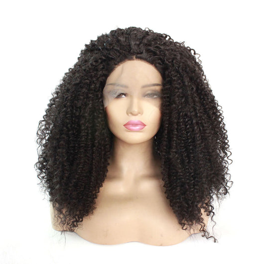 Peluca Rizada Marrón Oscuro Estilo Africano con Encaje Frontal Tejida a Mano - Image 10