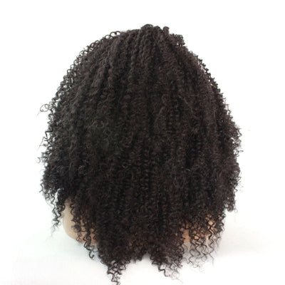 Peluca Rizada Marrón Oscuro Estilo Africano con Encaje Frontal Tejida a Mano - Image 3