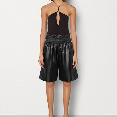 Pantalones de Cuero Negro con Cintura Alta y Elástico - Image 11