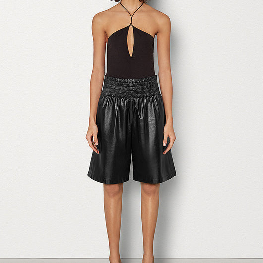Pantalones de Cuero Negro con Cintura Alta y Elástico - Image 11
