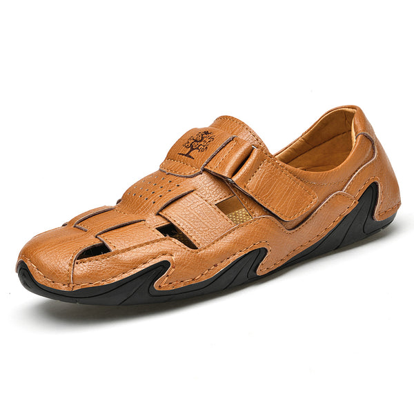 Zapatos Casuales de Cuero Marrón con Puntera Reforzada y Alzas Internas