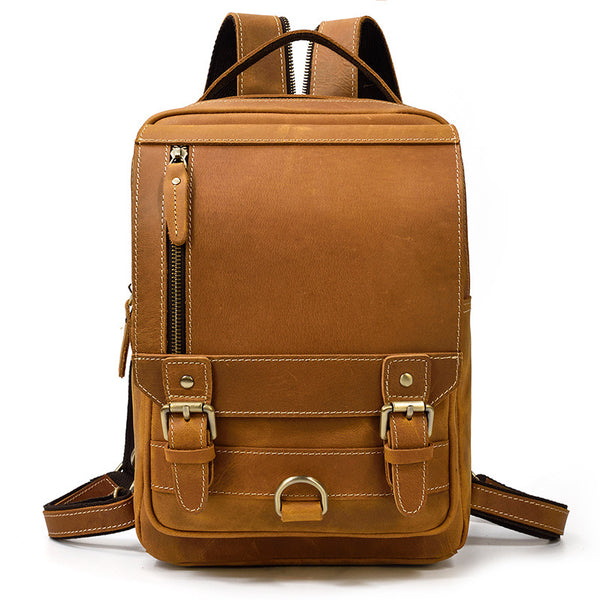 Mochila de Cuero para Hombre Multifuncional - Backpack de Viaje y Estudiante
