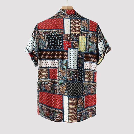 Camisa Suelta Étnica Vintage para Hombre con Estampado Casual - Image 10