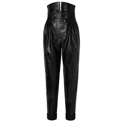 Pantalones de Cuero PU Cintura Alta Ajustados para Mujer - Estilo Casual Moderno - Image 7
